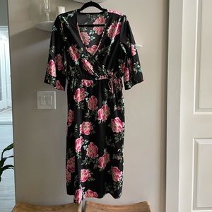 ASOS Influence Floral Wrap Midi Dress